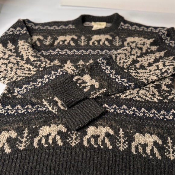 Vintage Eddie Bauer Rare Wool Blend Nordic Forest Moose Sweater Large Men’s - Picture 7 of 9